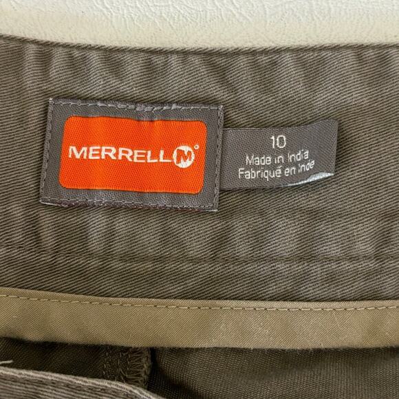 Merrell Straight Leg Capri Pants 100% Cotton Faux Cuff Light Brown Size 10 - Picture 3 of 12